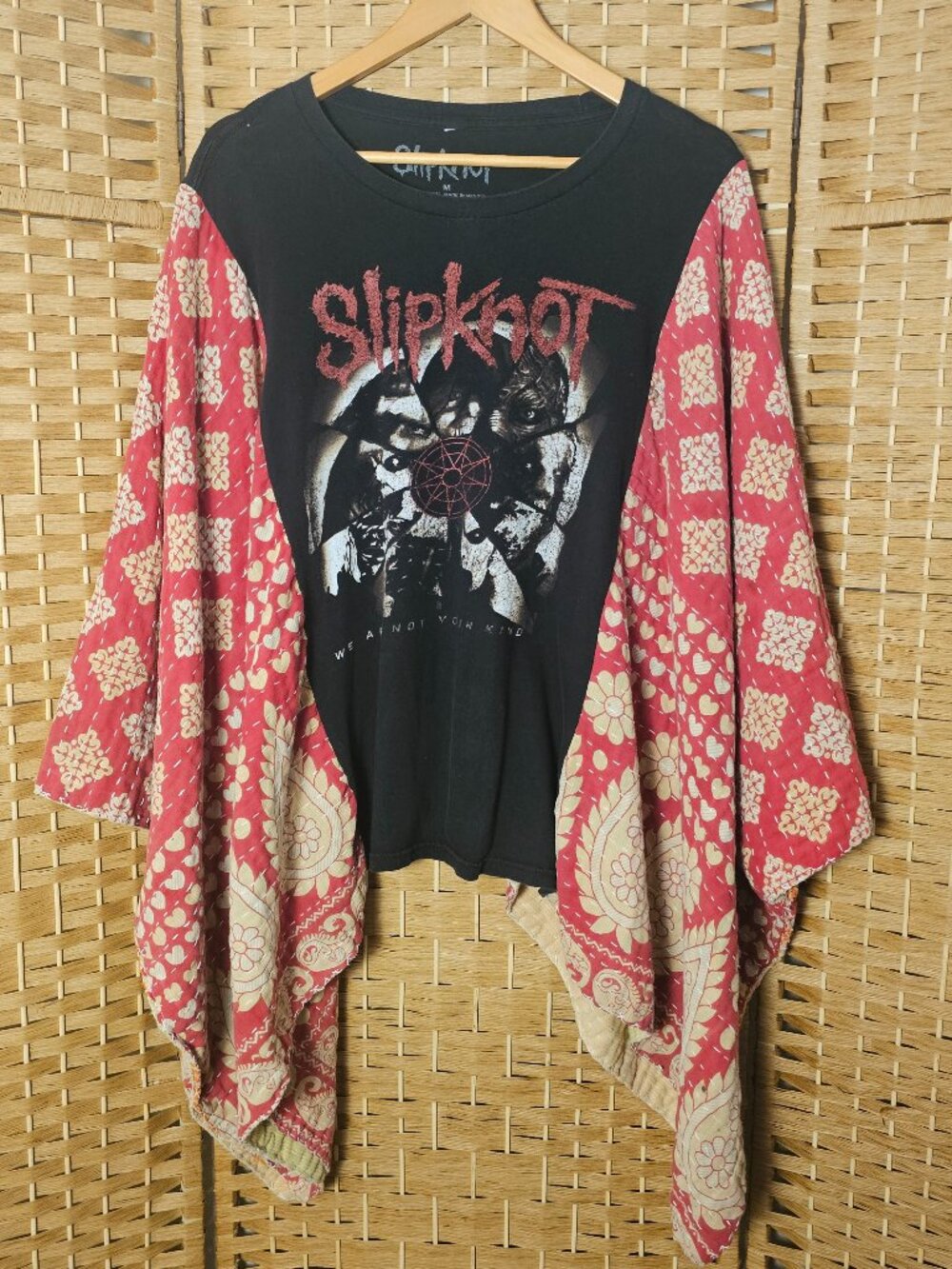 Slipknot Upcycled Shirt Kantha Poncho Top OS